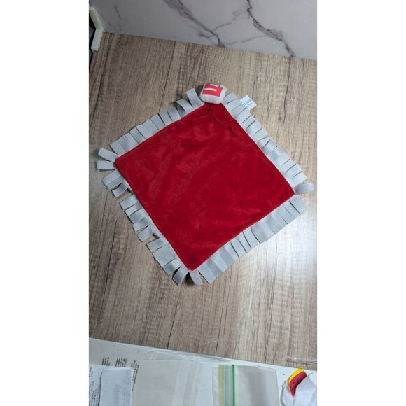 Disney Parks  Babies Red & Gray Plush Baby Lovey Blanket With Fringe Trim 12" - Picture 7 of 8